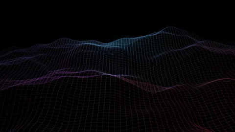 Wireframe abstract mountain landscape. Moving wave blue and violet connected  Stock Footage