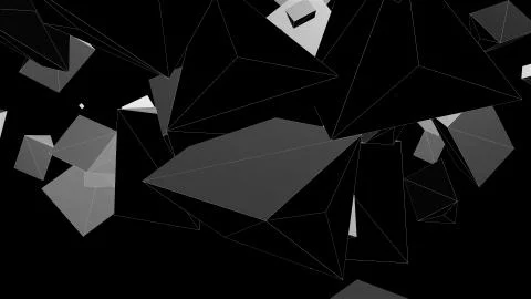 Wireframe abstract shapes, chaotic space, 3d rendering computer generated Stock-Illustration