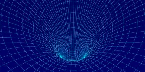 Wireframe abstract tunnel. 3D tunnel grid. Futuristic 3d portal. Network cybe Stock Illustration