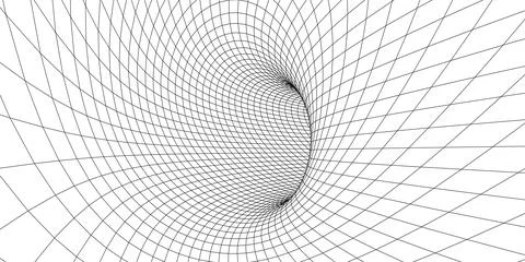 Wireframe abstract tunnel. 3D tunnel grid. Futuristic 3d portal. Network cybe Stock Illustration