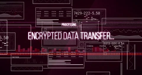 Wireframe animating on load orange bar scanning ENCRYPTED DATA TRANSFER pulsing Stock Footage 329899082