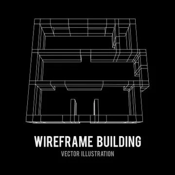 Wireframe architecture building. Ilustración de archivo