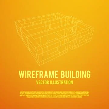 Wireframe architecture building. Ilustración de archivo