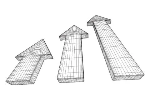 Wireframe arrow low poly Illustrazione stock