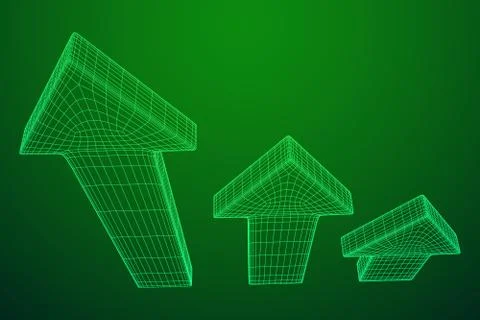 Wireframe arrow low poly Illustrazione stock