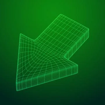 Wireframe arrow low poly Illustrazione stock