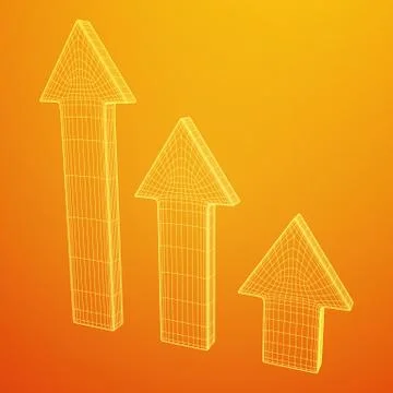 Wireframe arrow low poly Illustrazione stock