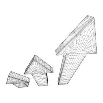 Wireframe arrow low poly Illustrazione stock