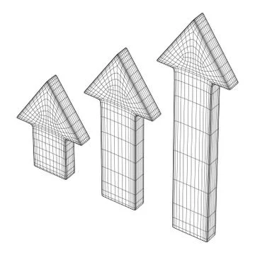 Wireframe arrow low poly Illustrazione stock