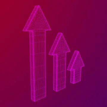 Wireframe arrow low poly Illustrazione stock