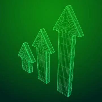 Wireframe arrow low poly Illustrazione stock