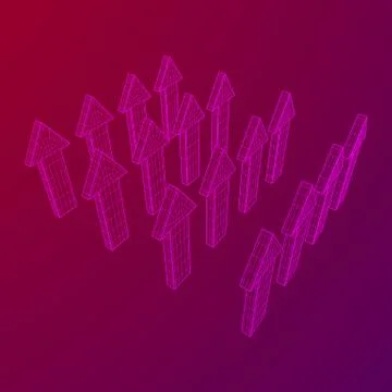 Wireframe arrow low poly Illustrazione stock