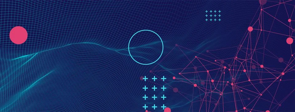 Wireframe background with plexus effect. Futuristic vector illustration. Illustrazione stock
