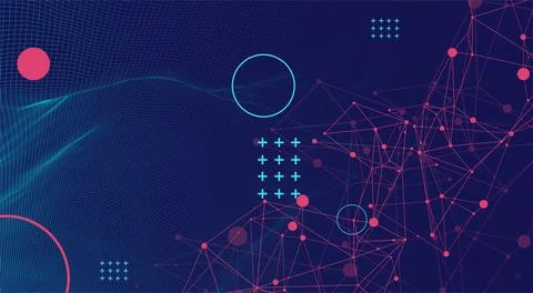 Wireframe background with plexus effect. Futuristic vector illustration. 스톡 일러스트