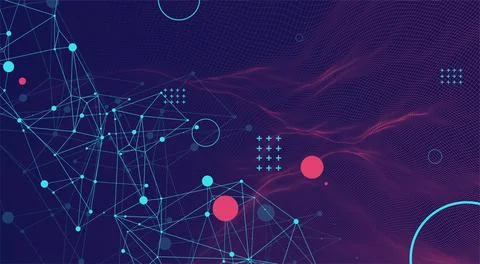 Wireframe background with plexus effect. Futuristic vector illustration. 스톡 일러스트