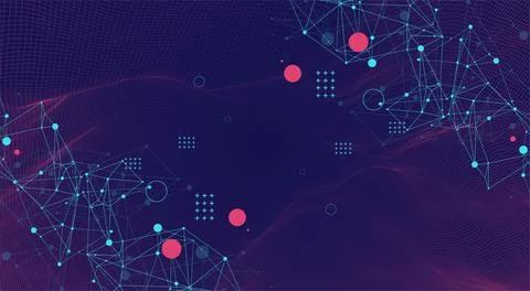 Wireframe background with plexus effect. Futuristic vector illustration. Illustrazione stock