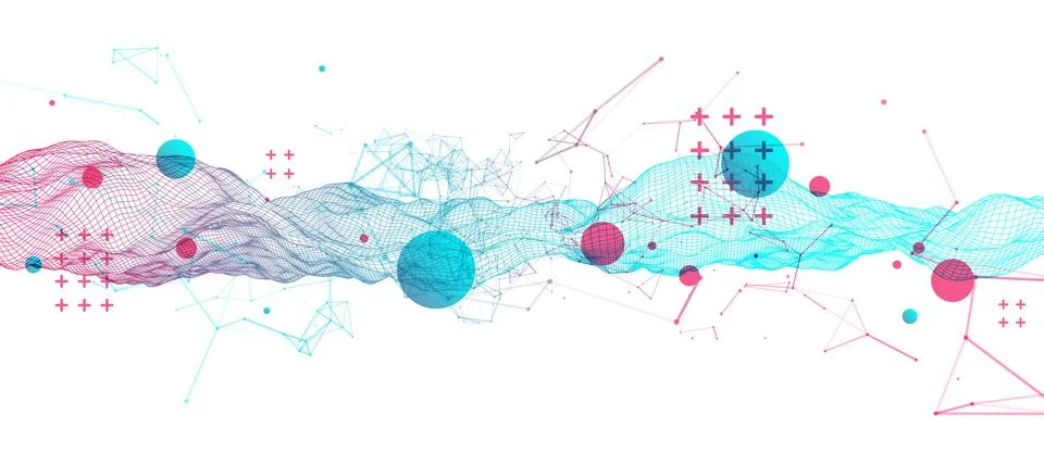 Wireframe background with plexus effect. Futuristic vector illustration. Illustrazione stock