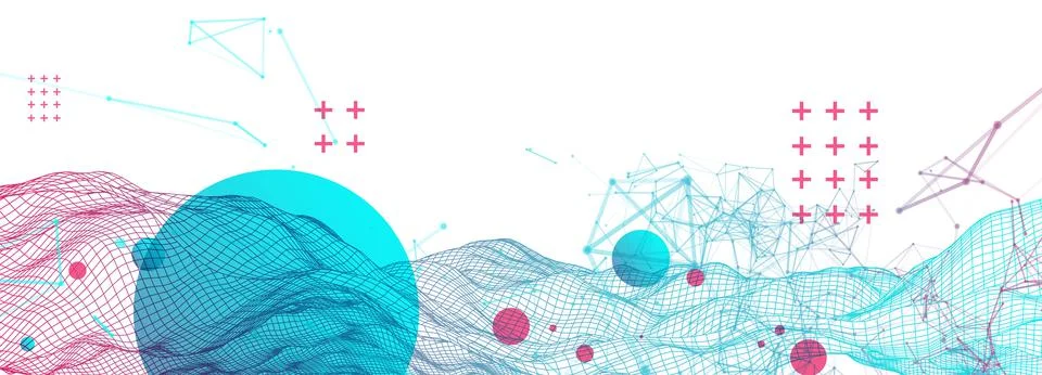 Wireframe background with plexus effect. Futuristic vector illustration. 스톡 일러스트