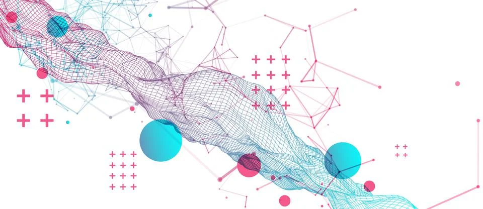 Wireframe background with plexus effect. Futuristic vector illustration. Stock Illustration