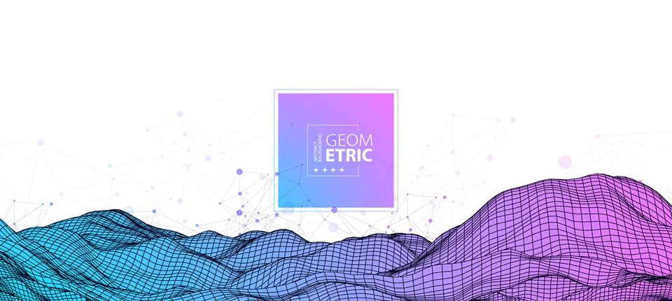 Wireframe background with plexus effect. Futuristic vector illustration. 库存插图