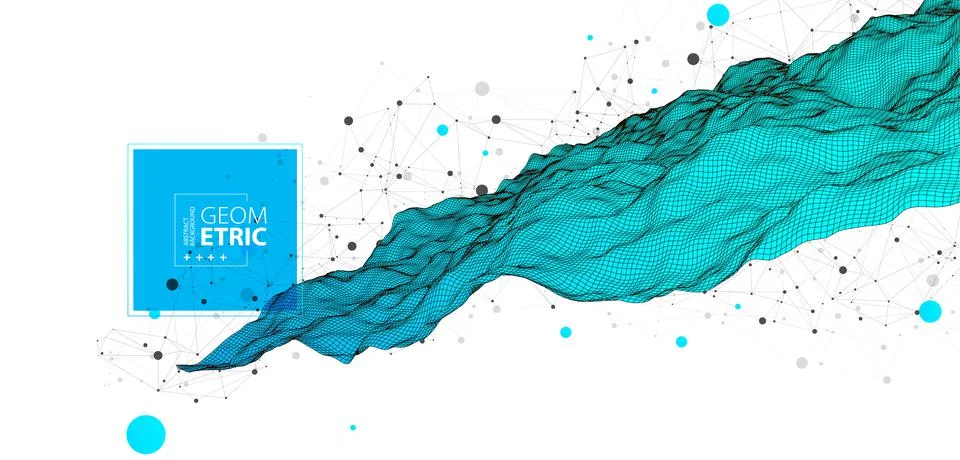 Wireframe background with plexus effect. Futuristic vector illustration. 스톡 일러스트