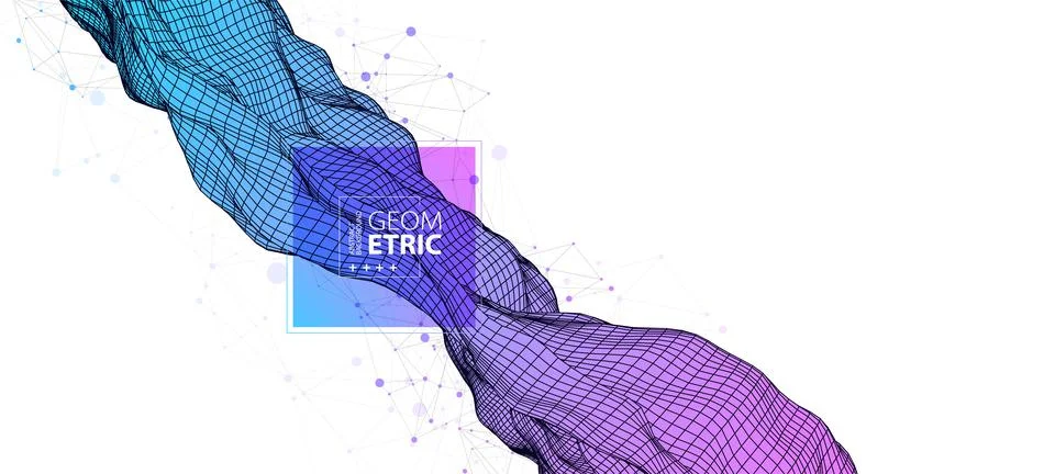Wireframe background with plexus effect. Futuristic vector illustration. 스톡 일러스트