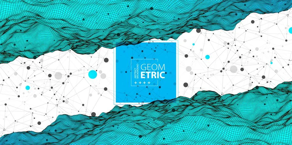 Wireframe background with plexus effect. Futuristic vector illustration. 스톡 일러스트
