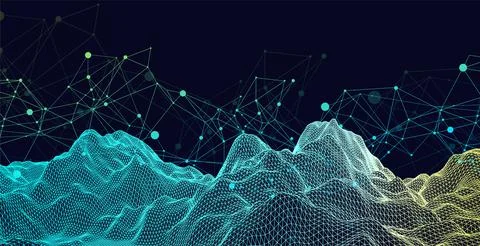 Wireframe background with plexus effect. Futuristic vector illustration. Stock Illustration