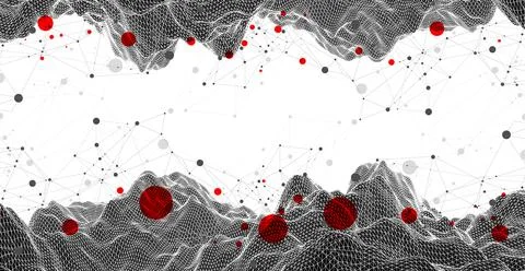 Wireframe background with plexus effect. Futuristic vector illustration. 스톡 일러스트