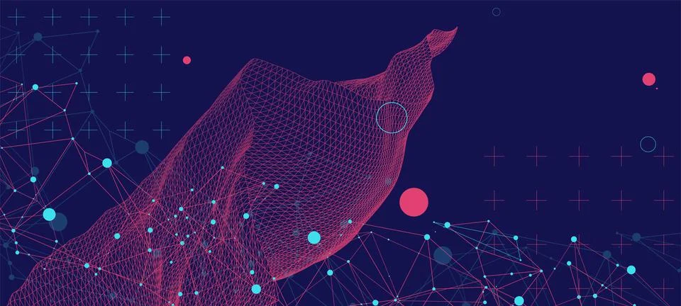 Wireframe background with plexus effect. Futuristic vector illustration. Stock Illustration