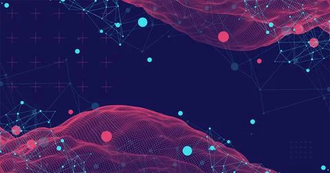 Wireframe background with plexus effect. Futuristic vector illustration. 库存插图