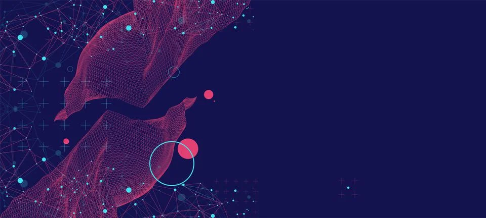 Wireframe background with plexus effect. Futuristic vector illustration. Illustrazione stock