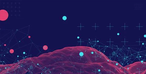 Wireframe background with plexus effect. Futuristic vector illustration. Stock Illustration