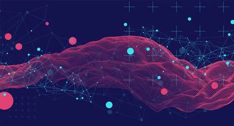 Wireframe background with plexus effect. Futuristic vector illustration. Illustrazione stock