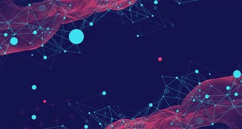 Wireframe background with plexus effect. Futuristic vector illustration. 스톡 일러스트