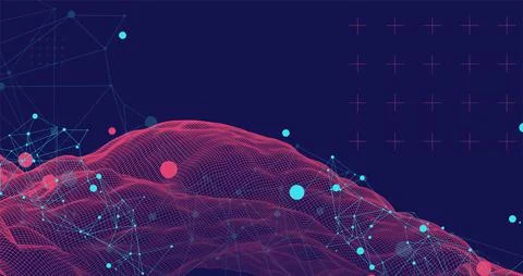 Wireframe background with plexus effect. Futuristic vector illustration. 库存插图