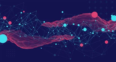 Wireframe background with plexus effect. Futuristic vector illustration. 스톡 일러스트