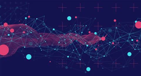 Wireframe background with plexus effect. Futuristic vector illustration. Stock Illustration