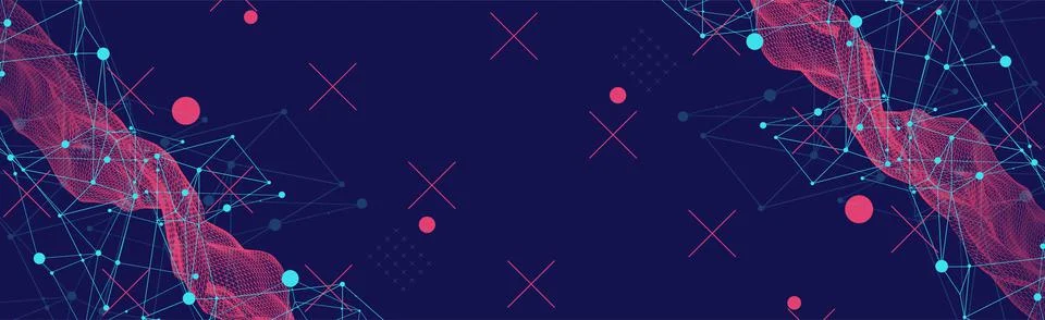Wireframe background with plexus effect. Futuristic vector illustration. 库存插图