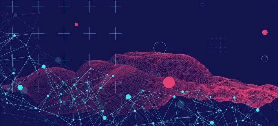 Wireframe background with plexus effect. Futuristic vector illustration. Illustrazione stock