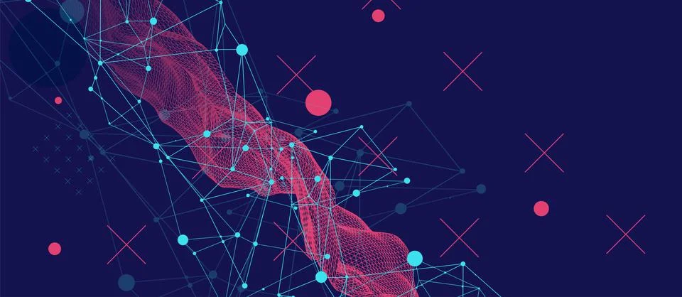 Wireframe background with plexus effect. Futuristic vector illustration. Illustrazione stock