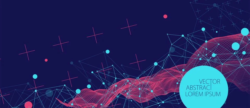 Wireframe background with plexus effect. Futuristic vector illustration. 库存插图