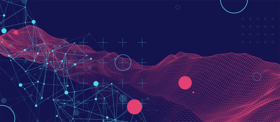 Wireframe background with plexus effect. Futuristic vector illustration. 스톡 일러스트