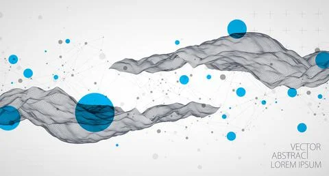 Wireframe background with plexus effect. Futuristic vector illustration. Illustrazione stock