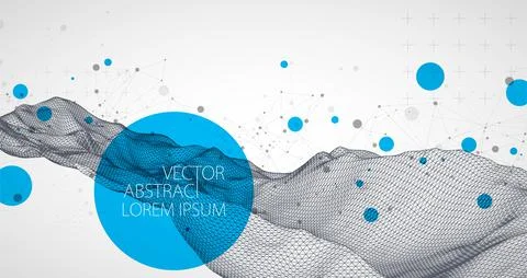 Wireframe background with plexus effect. Futuristic vector illustration. 스톡 일러스트
