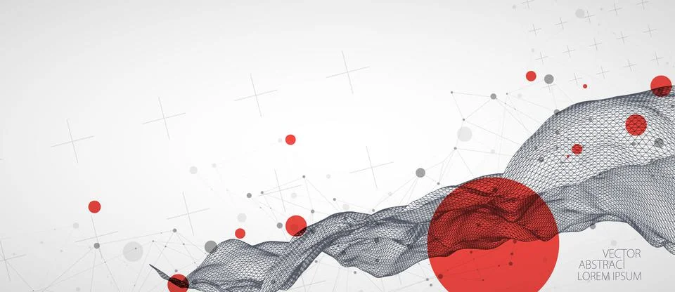Wireframe background with plexus effect. Futuristic vector illustration. 스톡 일러스트