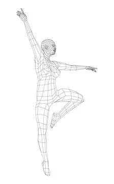 Wireframe ballerina in dance pose Stock Illustration