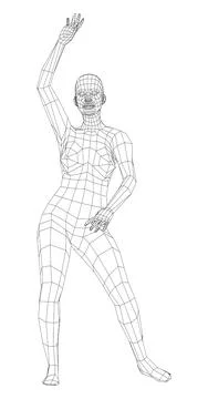 Wireframe ballerina in dance pose Stock Illustration