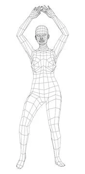 Wireframe ballerina in dance pose Stock-Illustration
