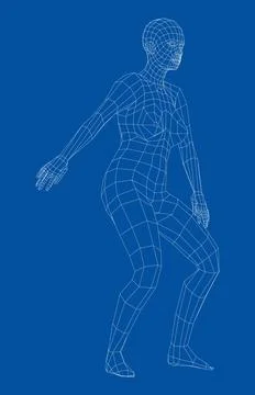 Wireframe ballerina in dance pose Stock Illustration